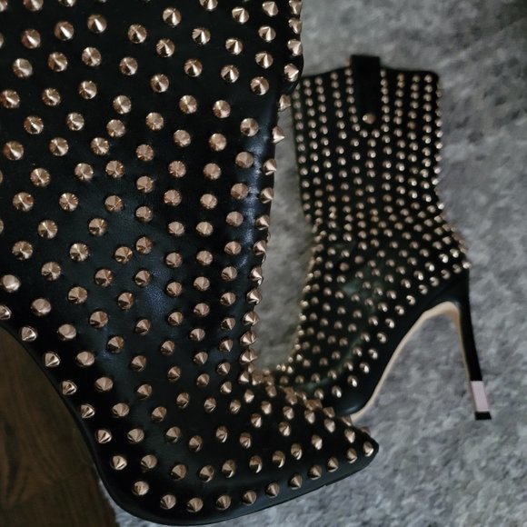 Shoes - Black Spiked Booties
